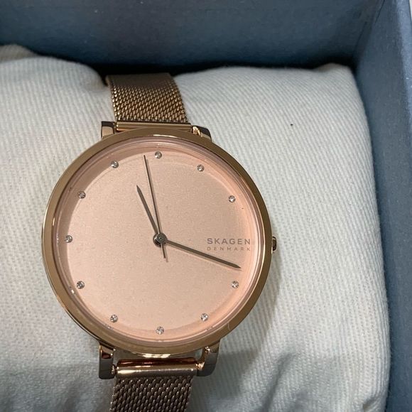 Skagen “Freja” Rose Gold Steel Mesh Ladies Watch - Picture 1 of 5